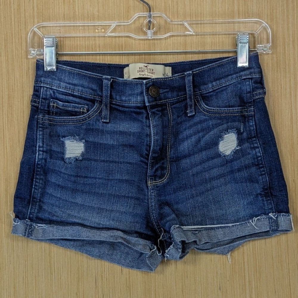 Hollister High Rise Short-Short Denim Hot Pants Cutoff Shorts Distressed W24